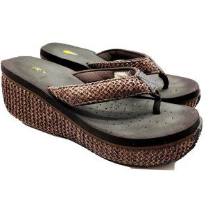 Volatile Wedge Platform Flip Flop Sandals Brown Women's Size 8